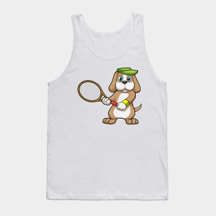 Dog at Tennis with Tennis racket & Cap Tank Top